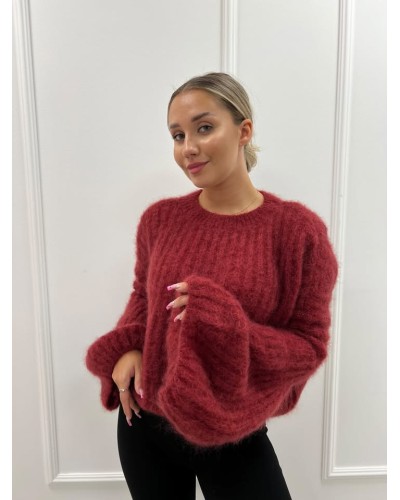 Sweter moherowy dzwoneczek ceglany