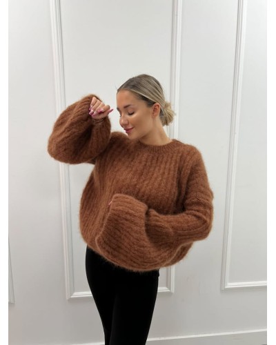 Sweter moherowy dzwoneczek cynamon