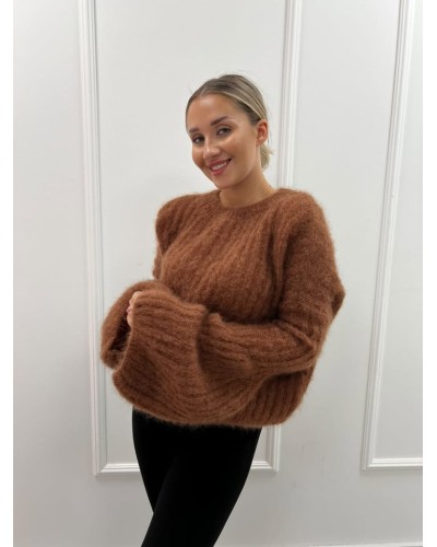 Sweter moherowy dzwoneczek cynamon
