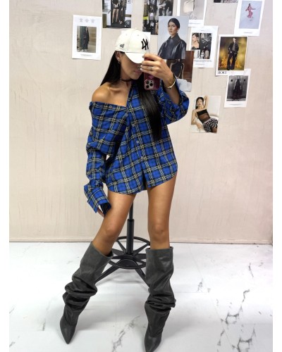 Koszula flanelowa w kratę La Milla kobaltowa