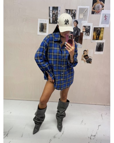 Koszula flanelowa w kratę La Milla kobaltowa