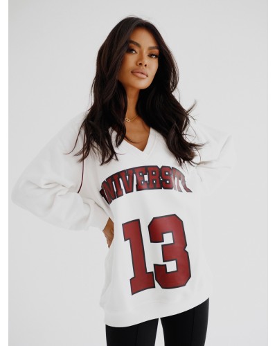 Bluza University 13 By o la la...! śmietanowa z merlotem