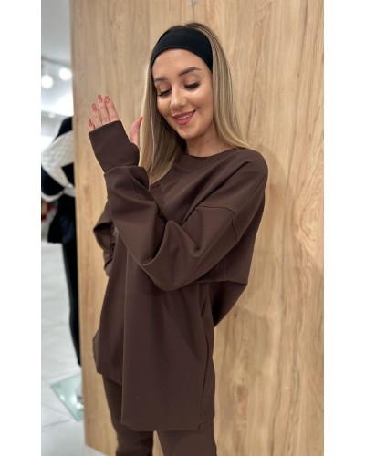 Komplet prążkowany SEMPRE czekoladowy