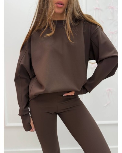 Komplet prążkowany SEMPRE czekoladowy