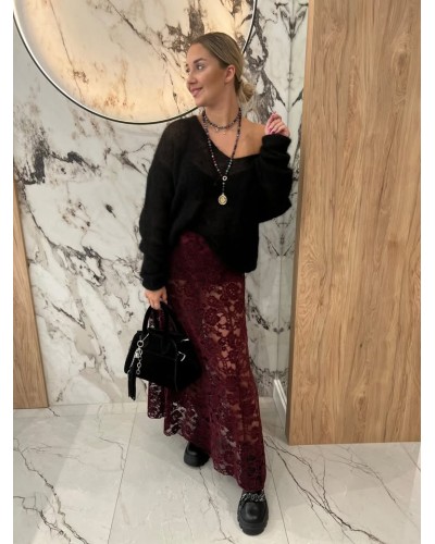 Spódnica midi koronkowa By o la la...! merlot