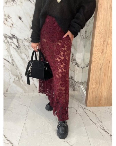 Spódnica midi koronkowa By o la la...! merlot