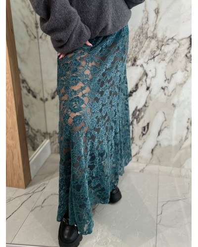 Spódnica midi koronkowa By o la la...! petrol