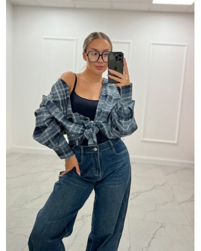 Koszula flanelowa w kratę La Milla ciemno szara