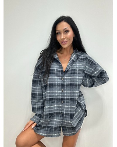 Koszula flanelowa w kratę La Milla ciemno szara