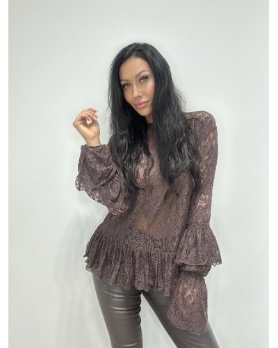 Koronkowy golf dzwoneczek La Milla czekoladowy