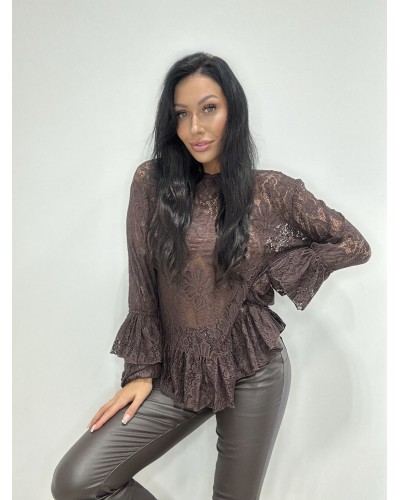 Koronkowy golf dzwoneczek La Milla czekoladowy