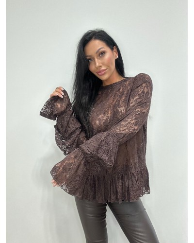 Koronkowy golf dzwoneczek La Milla czekoladowy