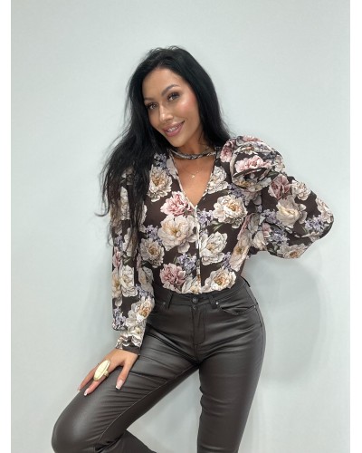 Bluzka szyfonowa z różą w piwonie La Milla czekoladowa