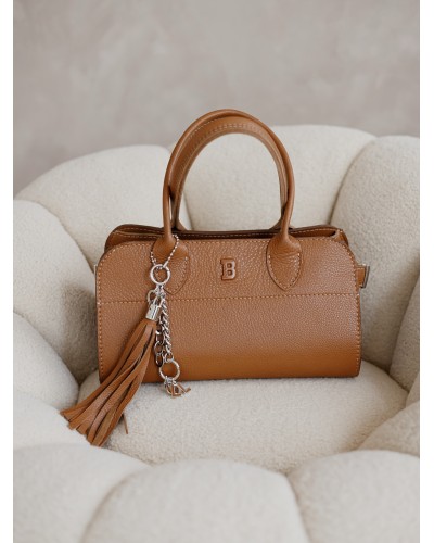 Torebka kuferek bagietka ze skóry licowej By o la la...! camel