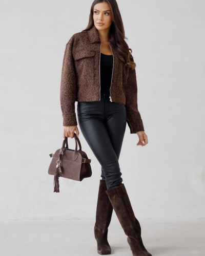 Torebka shopperka kuferek ze skóry zamszowej By o la la...! chocomus