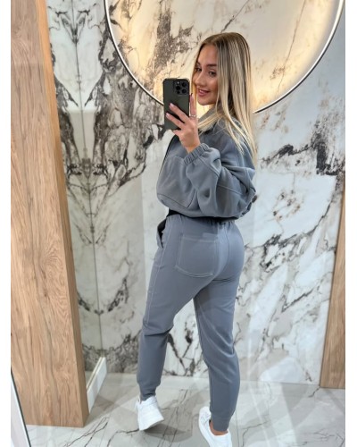 Spodnie dresowe serduszka By o la la...! grafitowe