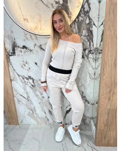 Spodnie dresowe serduszka By o la la...! beżowe