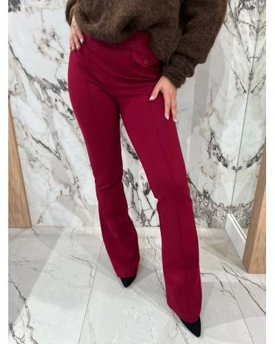 Spodnie materiałowe dzwony By o la la...! merlot