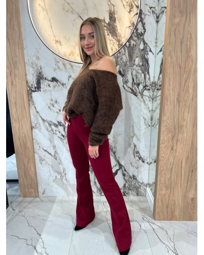 Spodnie materiałowe dzwony By o la la...! merlot