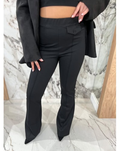 Spodnie materiałowe dzwony By o la la...! czarne