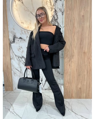 Spodnie materiałowe dzwony By o la la...! czarne