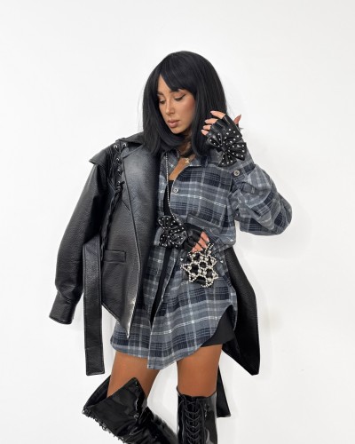 Koszula flanelowa w kratę La Milla ciemno szara