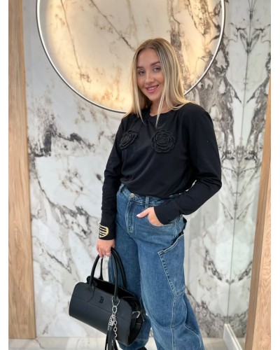 Bluzka z różami By o la la...! czarna