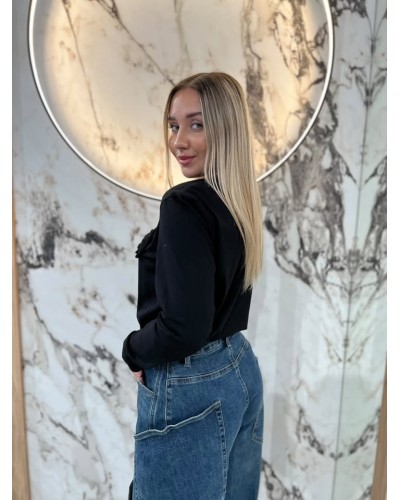 Bluzka z różami By o la la...! czarna