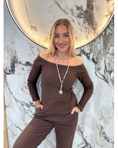 Basic prążkowany z dekoltem w łódkę By o la la...! chocomus