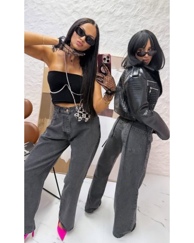 Spodnie jeansowe La Milla szare