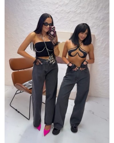 Spodnie jeansowe La Milla szare