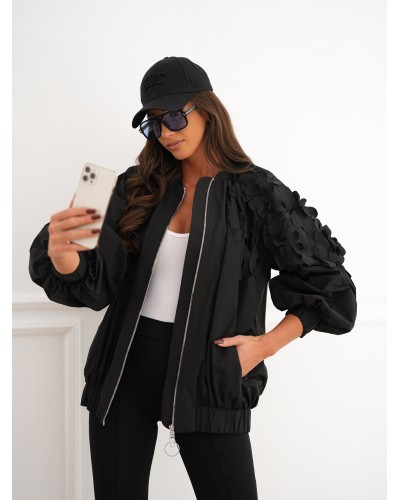 Kurtka bomberka z kwiatami 3D By o la la...! czarna
