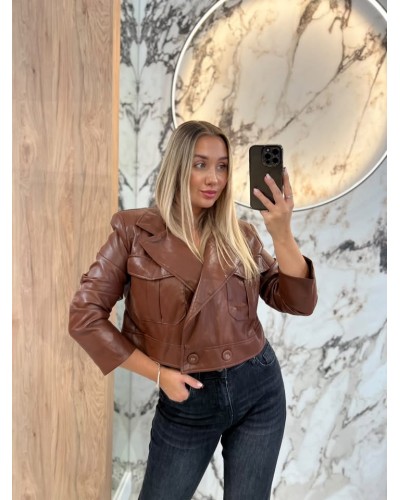 Kurtka z ekoskóry By o la la...! mleczna czekolada