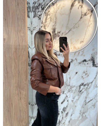 Kurtka z ekoskóry By o la la...! mleczna czekolada