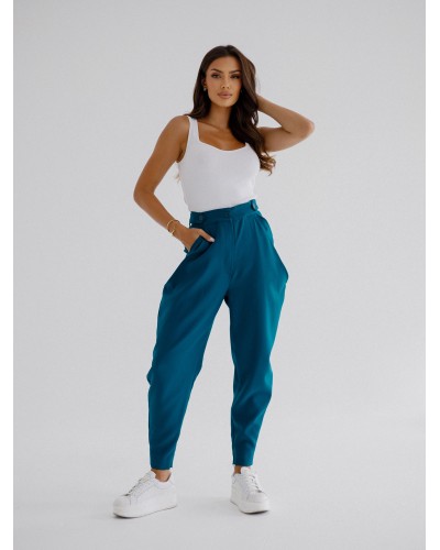 Spodnie z wycięciami By o la la...! petrol