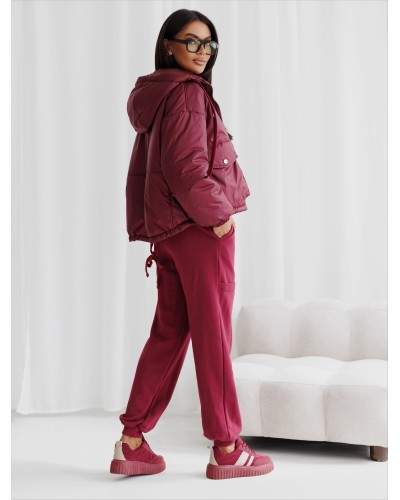 Kurtka pudełkowa z logowanym zamkiem By o la la...! merlot