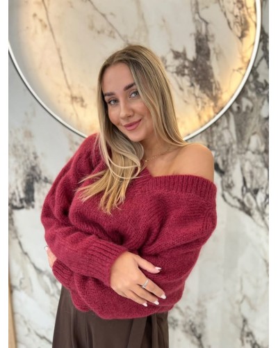 Sweter moherowy w szpic By o la la...! merlot