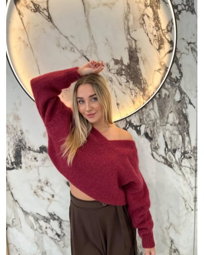 Sweter moherowy w szpic By o la la...! merlot