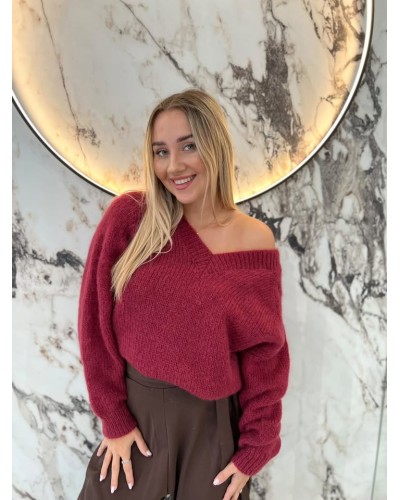 Sweter moherowy w szpic By o la la...! merlot