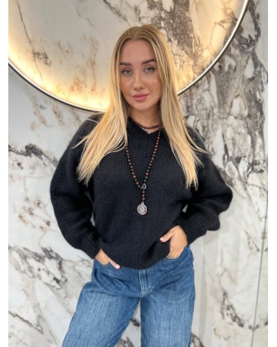 Sweter moherowy w szpic By o la la...! czarny