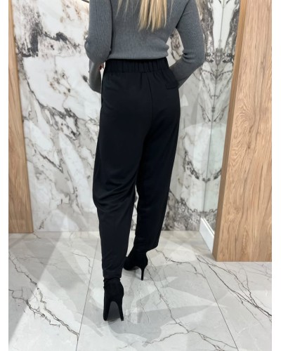 Spodnie lejące z guzikami w pasie By o la la...! czarne