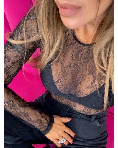 Body koronkowe EMO czarne