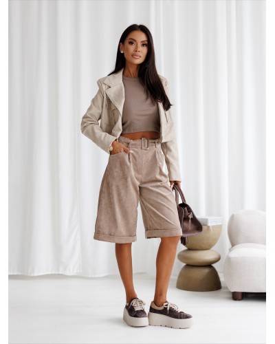 Spodnie bermudy przed kolano By o la la...! beżowe