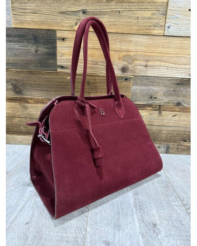 Torebka kufer ze skóry zamszowej By o la la...! merlot