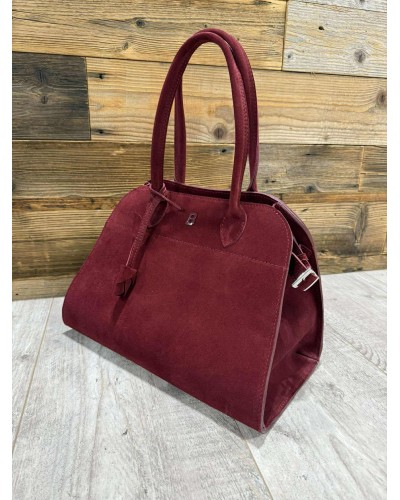 Torebka kufer ze skóry zamszowej By o la la...! merlot