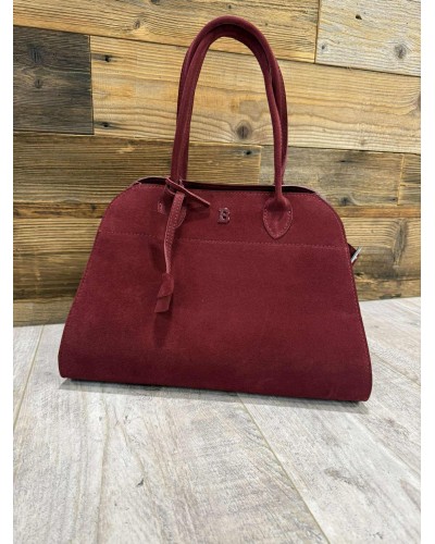 Torebka kufer ze skóry zamszowej By o la la...! merlot