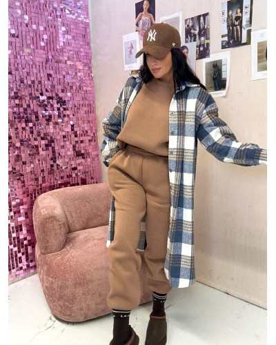 Długa flanelowa koszula w kartę La Milla niebieska