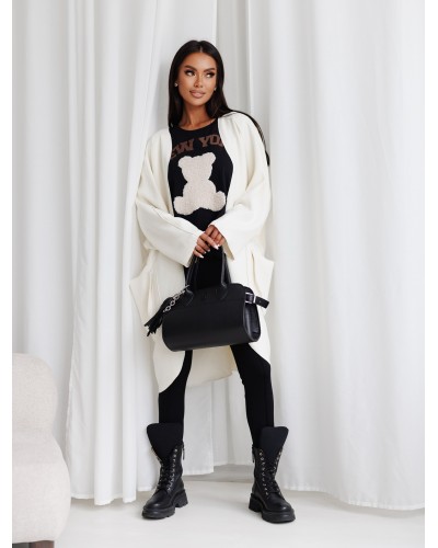 Kardigan kimono By o la la...! śmietankowy