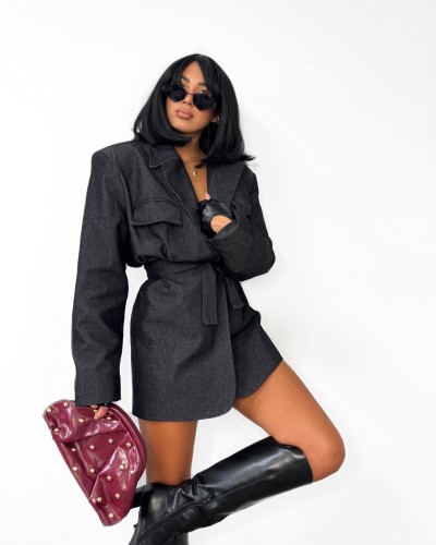 Trencz materiałowy La Milla ciemny jeans