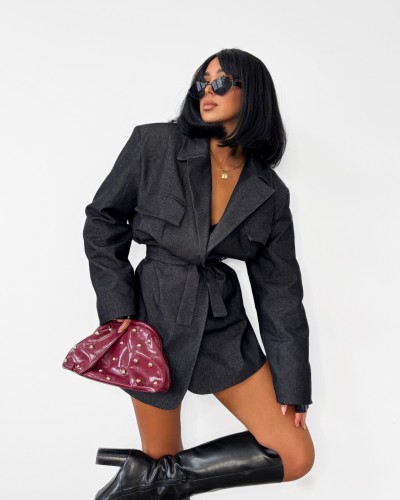 Trencz materiałowy La Milla ciemny jeans